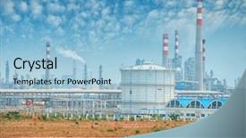  Presentation with oil refinery - Colorful presentation enhanced with oil refinery industrial plant backdrop and a light blue colored foreground