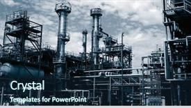  Presentation with oil refinery - Theme enhanced with oil refinery industrial plant background and a navy blue colored foreground