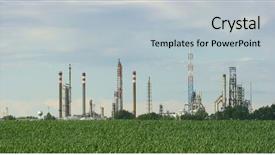  Presentation with energy oil - Beautiful presentation design featuring oil refinery over a green backdrop and a light blue colored foreground