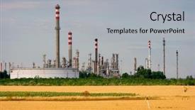  Presentation with oil field - Presentation consisting of oil refinery plant next background and a light gray colored foreground