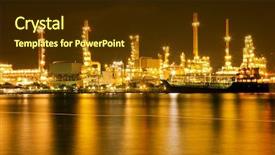  Presentation with oil refinery - Presentation design enhanced with oil refinery plant shines background and a tawny brown colored foreground