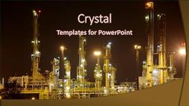  Presentation with oil refinery industry - Slide set consisting of oil refinery structures at night background and a wine colored foreground