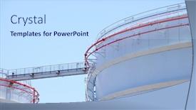  Presentation with refinery - Beautiful PPT theme featuring oil refinery tank backdrop and a sky blue colored foreground