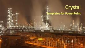  Presentation with petroleum refinery - Slide set with oil refinery working at night background and a tawny brown colored foreground