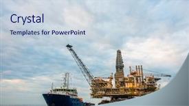  Presentation with oil gas - Theme featuring oil rig platform background and a sky blue colored foreground