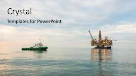  Presentation with oil platform - PPT theme with oil rig platform background and a light gray colored foreground