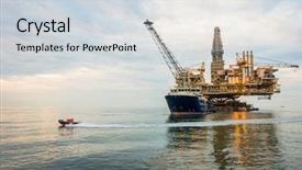  Presentation with oil platform - Slide set having water petrol - oil rig platform background and a sky blue colored foreground