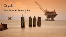  Presentation with oil platforms - Colorful PPT theme enhanced with oil rig platforms in late backdrop and a coral colored foreground