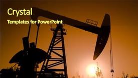  Presentation with oil drilling - Presentation design enhanced with oil rig with sunset background and a tawny brown colored foreground