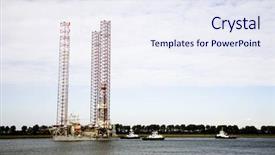  Presentation with offshore oil rig - Amazing PPT theme having oil rig backdrop and a sky blue colored foreground