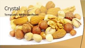  Presentation with nuts - Slides enhanced with oil seeds - assorted mixed nuts on white background and a yellow colored foreground