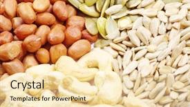  Presentation with nuts - Theme having oil seeds - nuts collection as a background background and a lemonade colored foreground