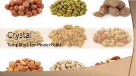  Presentation with nuts - Audience pleasing presentation theme consisting of oil seeds - nuts collection isolated on white backdrop and a lemonade colored foreground