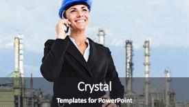  Presentation with oil - Presentation theme having oil services - beautiful engineer talking background and a black colored foreground