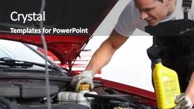  Presentation with mechanic repair - Amazing presentation theme having oil services - handsome mechanic working in auto backdrop and a dark gray colored foreground