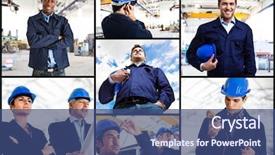  Presentation with mechanical engineers mechanical engineering science - Colorful presentation theme enhanced with oil services - portrait of engineers at work backdrop and a  colored foreground