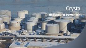  Presentation with port - Slide set consisting of oil silos of a port background and a gray colored foreground