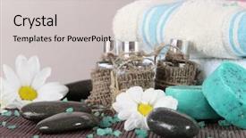  Presentation with oil and gas - Theme enhanced with oil spa towels on bamboo background and a  colored foreground