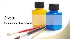  Presentation with oil spill water - PPT layouts having oil spill water - paint and bottle isolated background and a  colored foreground