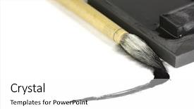  Presentation with oil spill - Slide deck featuring oil spill water - sumi-e brush ink stone background and a white colored foreground