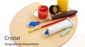  Presentation with oil spill water - Cool new slide set with oil spill water - wooden palette and paint backdrop and a lemonade colored foreground