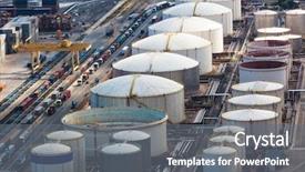  Presentation with tank truck - Cool new PPT layouts with oil storage in the modern backdrop and a gray colored foreground