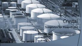  Presentation with tank truck - Colorful PPT theme enhanced with oil storage in the modern backdrop and a seafoam green colored foreground