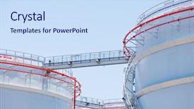  Presentation with storage tank - Presentation design consisting of oil storage tank background and a sky blue colored foreground