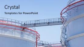  Presentation with storage tank - PPT theme having oil storage tank background and a light blue colored foreground