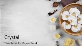  Presentation with spa - Amazing presentation theme having aromaterapi - beautiful spa composition on wooden backdrop and a light gray colored foreground
