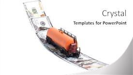  Presentation with tank - PPT theme having oil-tank-and-paper-dollars background and a white colored foreground