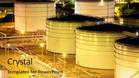  Presentation with storage tank - Cool new presentation theme with oil tank at night backdrop and a gold colored foreground