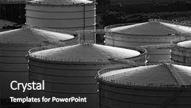  Presentation with terminal storage tank - Presentation theme with oil tank in cargo terminal background and a dark gray colored foreground