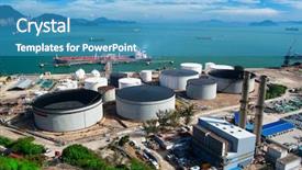  Presentation with storage tank - Beautiful slides featuring oil tank in power station backdrop and a teal colored foreground