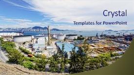  Presentation with oil in tank farm - Audience pleasing presentation design consisting of oil tank station at day backdrop and a sky blue colored foreground