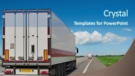  Presentation with tank truck - Beautiful presentation design featuring oil tank truck - container on the big highway backdrop and a ocean colored foreground