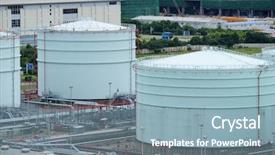  Presentation with storage tank - Colorful slide deck enhanced with oil tank backdrop and a seafoam green colored foreground