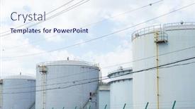  Presentation with tank - PPT theme consisting of oil tank background and a sky blue colored foreground