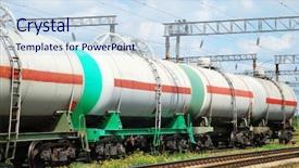  Presentation with tank - Beautiful PPT theme featuring oil tanker - tank is transported by rail backdrop and a sky blue colored foreground