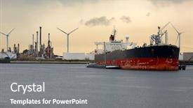  Presentation with port - Amazing presentation having oil tanker in port backdrop and a gray colored foreground