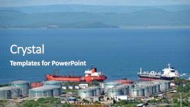  Presentation with petroleum oil - Cool new presentation theme with oil tankers at russian petroleum backdrop and a teal colored foreground