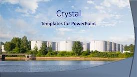  Presentation with river port - Cool new presentation theme with oil tankers oil port backdrop and a light blue colored foreground