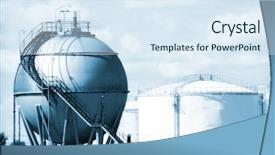  Presentation with fuel storage - Presentation featuring oil storage tanks - fuel tank in the refinery background and a sky blue colored foreground