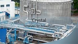  Presentation with oil industry - Beautiful slides featuring oil tank - gas industry backdrop and a light blue colored foreground