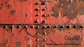  Presentation with industrial rusty tubes - PPT theme having nail door - rusty metal background background and a red colored foreground
