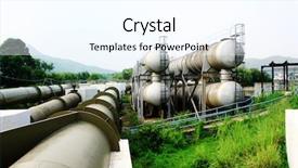  Presentation with oil tanks - Audience pleasing presentation theme consisting of oil tanks and pipes outdoor backdrop and a cool aqua colored foreground