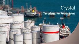  Presentation with tank - Slides enhanced with oil tanks at day background and a ocean colored foreground