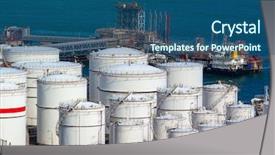  Presentation with storage tank - Cool new presentation design with oil tanks at day backdrop and a ocean colored foreground
