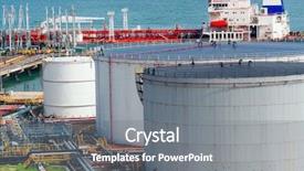  Presentation with storage tank - Colorful presentation theme enhanced with oil tanks at day backdrop and a gray colored foreground