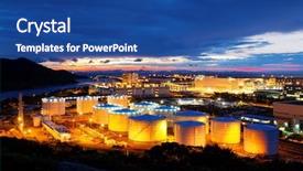  Presentation with oil tanks - Slide deck with oil tanks at night hongkong background and a ocean colored foreground